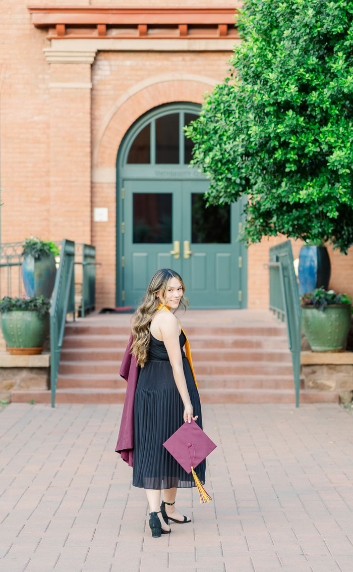 graduation photos at Arizona state university campus.