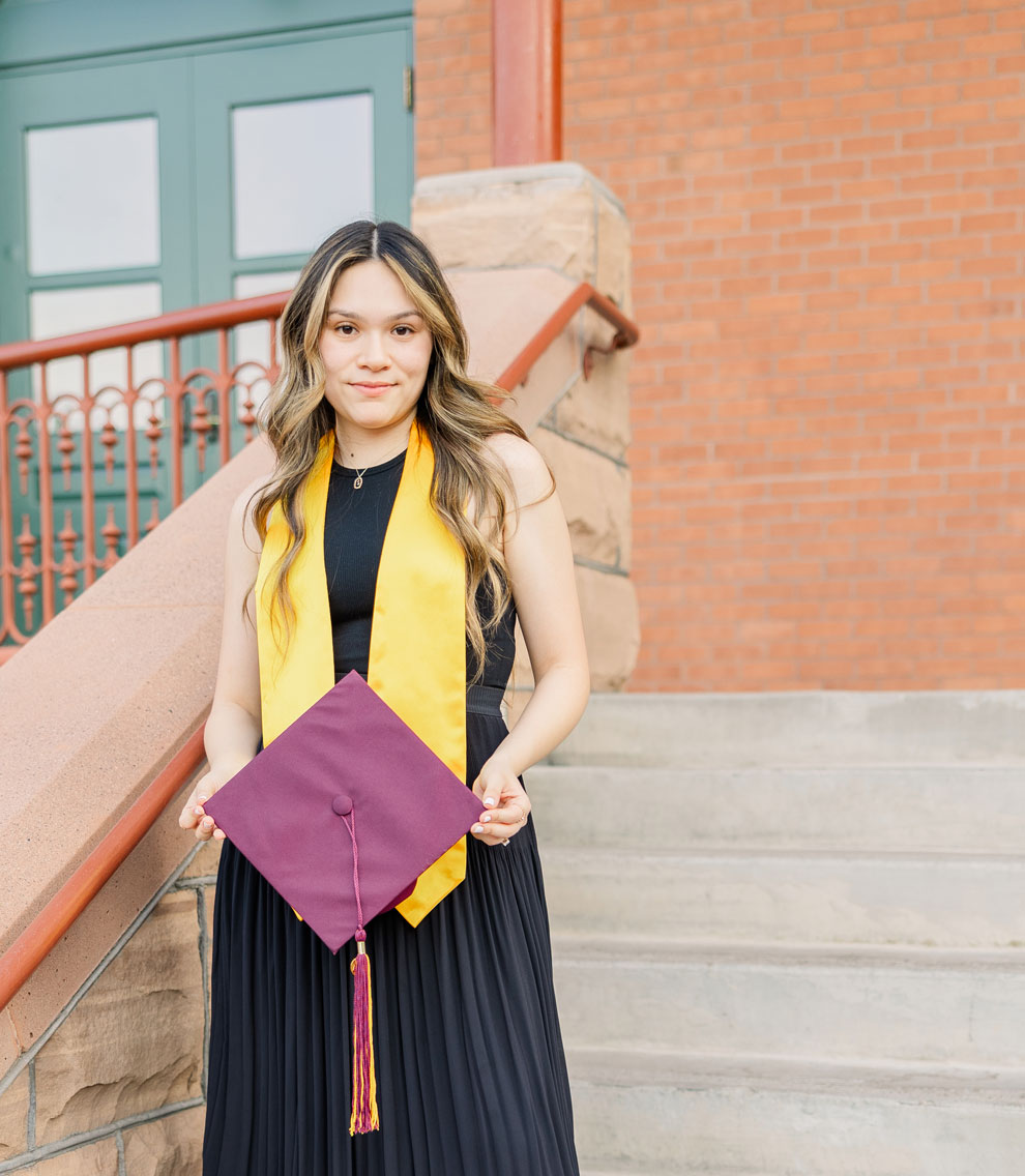 portrait session for Arizona state University graduate.