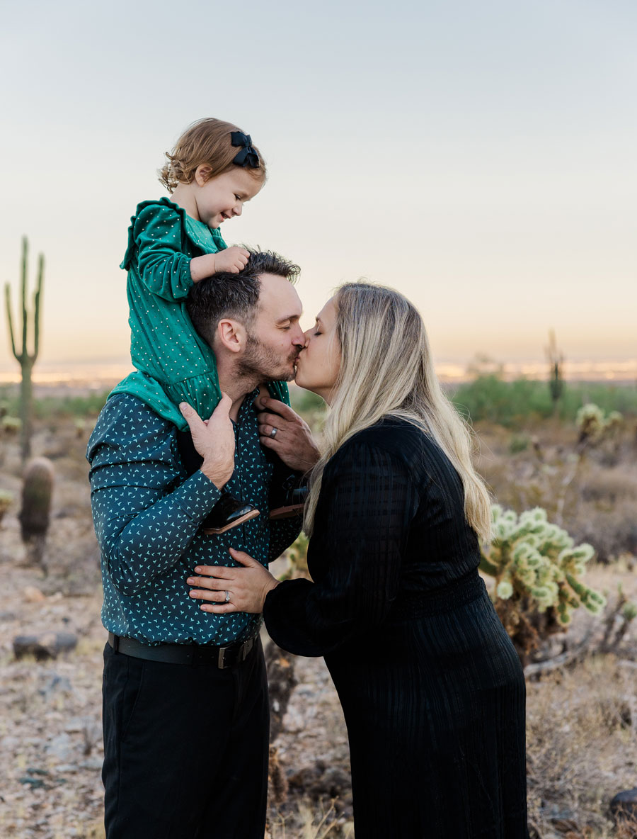 family portrait session in the Phoenix desert at sunset.