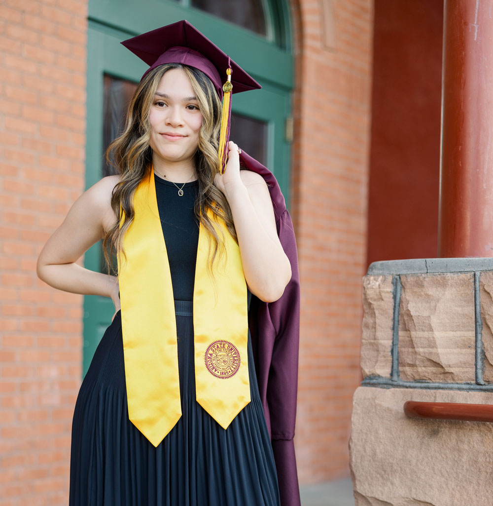 senior photographer with client at Arizona State University.