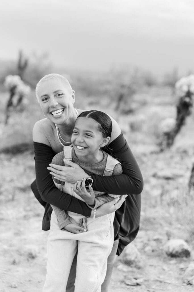 family photographer with client at White Tank Mountain Regional Park in Surprise AZ.