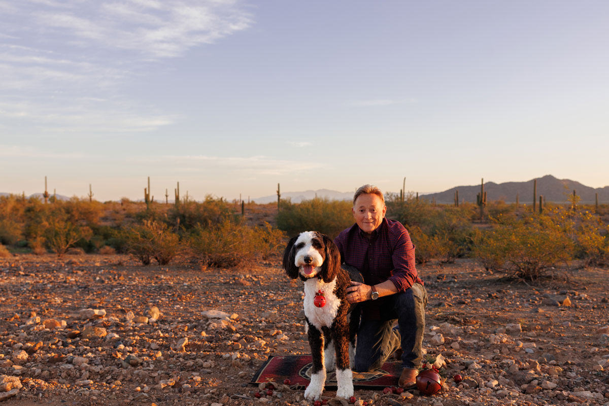 portrait of man with hisndog