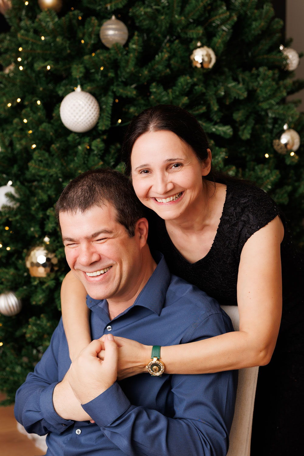 Christmas portrait of happy couple