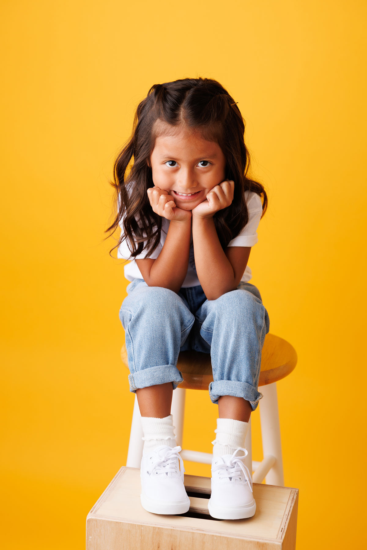 studio portrait of little girl